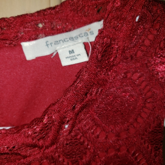 Francesca Misses M red Burgundy dress lace overlay embroidery stitched Christmas - Picture 5 of 7